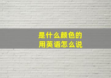 是什么颜色的 用英语怎么说